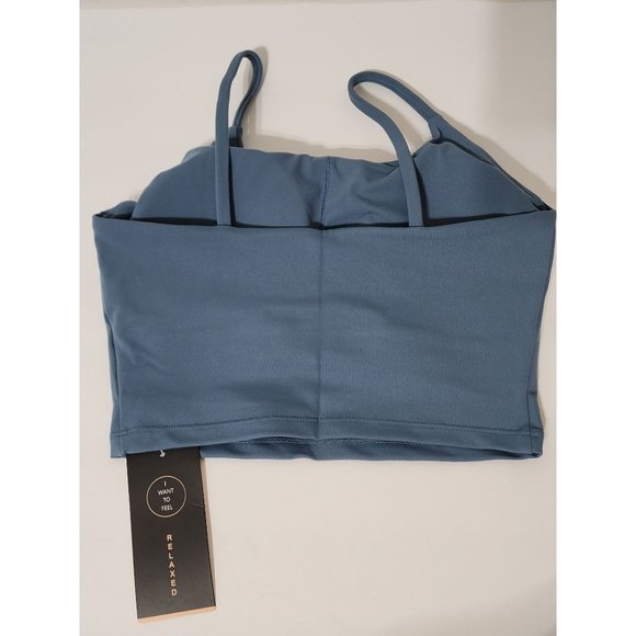 I Want to Feel Relaxed Women's Size Small Slate Blue Sports Bra - Picture 3 of 6